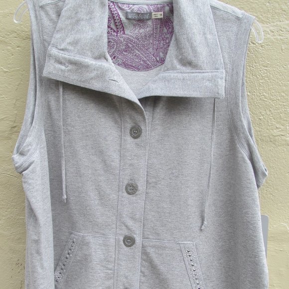 NATALIE & ME sz 1X Gray Vest with Rhinestone Trim - Picture 1 of 4